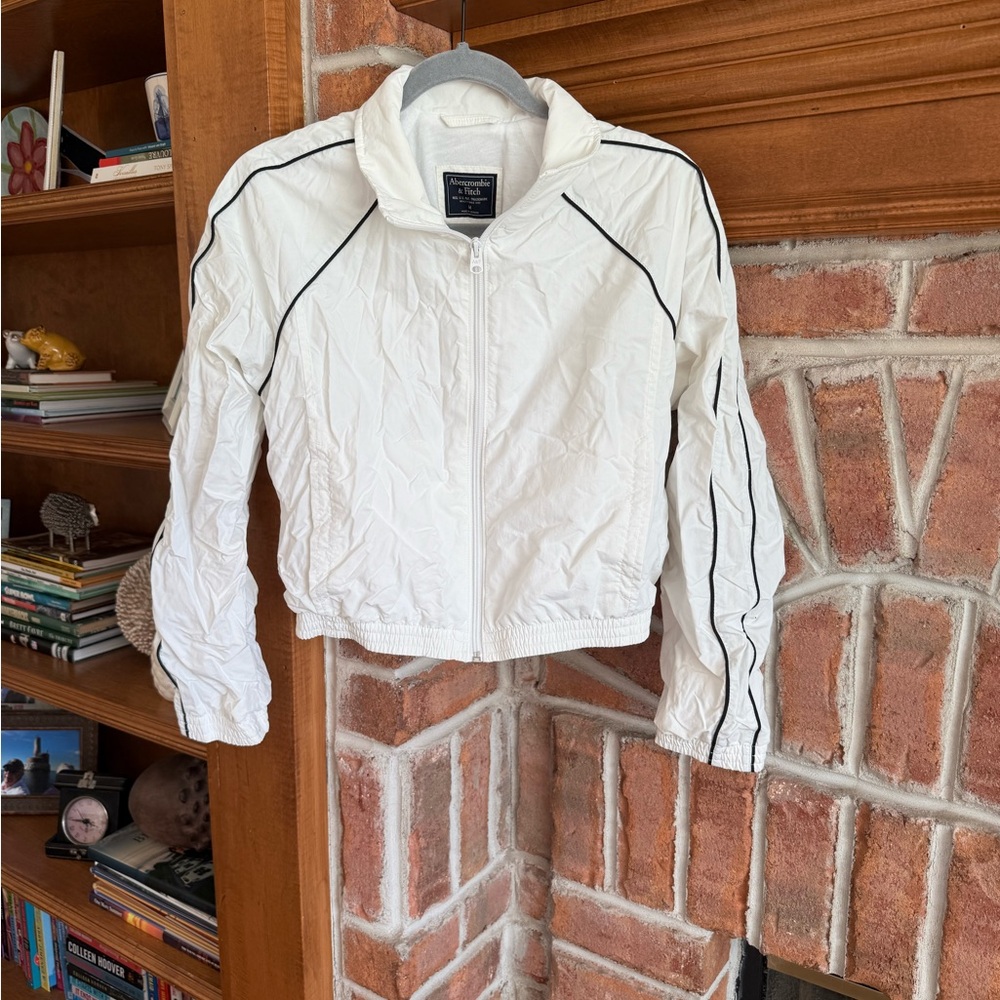 Abercrombie & Fitch Kids White Puffer Jacket with Black Trim